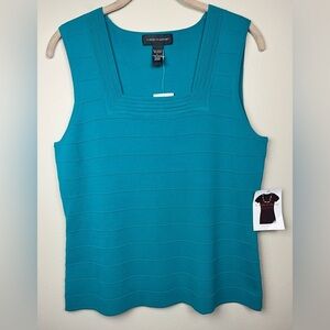 Cable And Guage Square Neck Tank in Turquoise Size Large